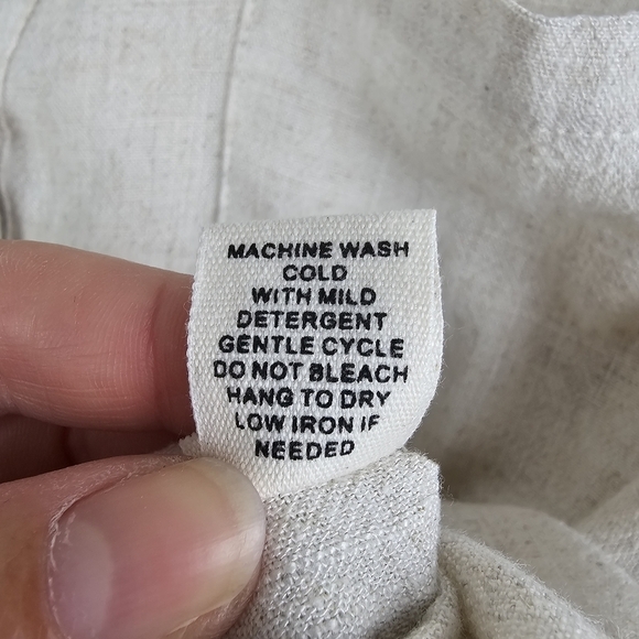 Love Notes Light Tan Linen Blend Cropped Button Front Top Large - Picture 8 of 8